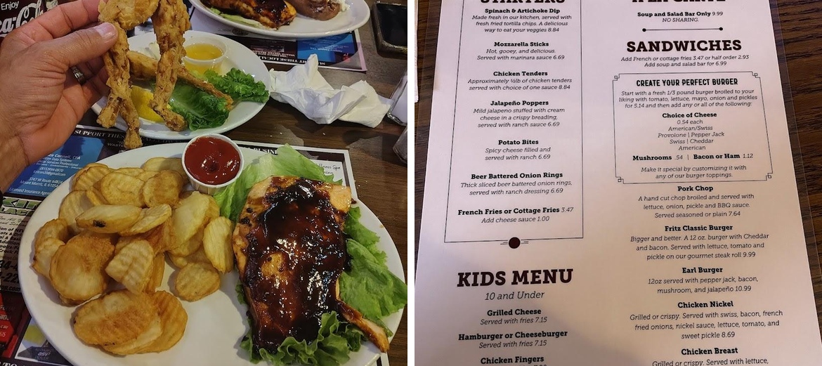 Fritz's Wooden Nickel Menu